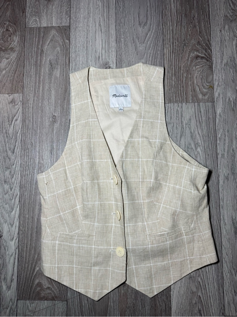Madewell Sleeveless V-Neck Button Cropped Vest Women's Size 8